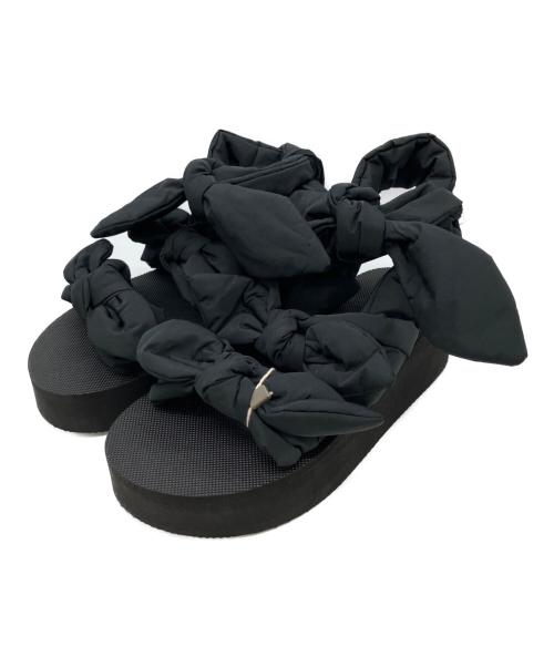RED VALENTINO（レッドヴァレンティノ）RED VALENTINO (レッドヴァレンティノ) ボウディテール オープントゥ 　サンダル ブラック サイズ:37の古着・服飾アイテム