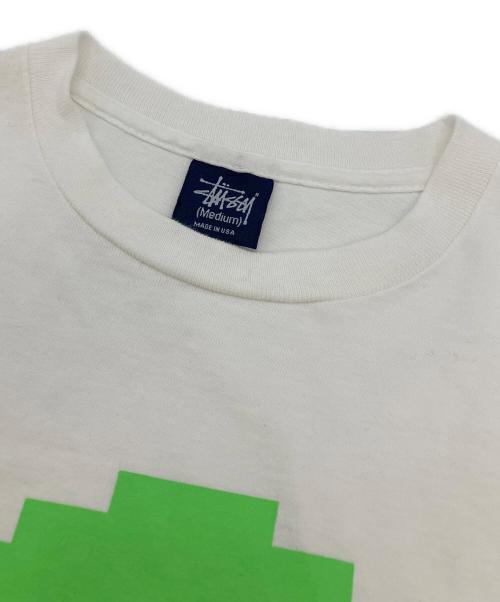 stussy（ステューシー）stussy (ステューシー) ピクセル スカルプリントTシャツ ホワイト サイズ:Mの古着・服飾アイテム