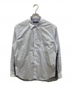 COMME des GARCONS HOMMEコムデギャルソン オム）の古着「綿ストライプ×キュプラツイル水玉プリント L/Sシャツ」｜ブルー×ブラック