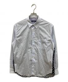 COMME des GARCONS HOMME（コムデギャルソン オム）の古着「綿ストライプ×キュプラツイル水玉プリント L/Sシャツ」｜ブルー×ブラック