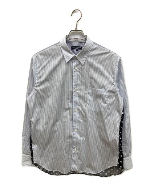 COMME des GARCONS HOMME（コムデギャルソン オム）COMME des GARCONS HOMME (コムデギャルソン オム) 綿ストライプ×キュプラツイル水玉プリント L/Sシャツ ブルー×ブラック サイズ:Ｓの古着・服飾アイテム
