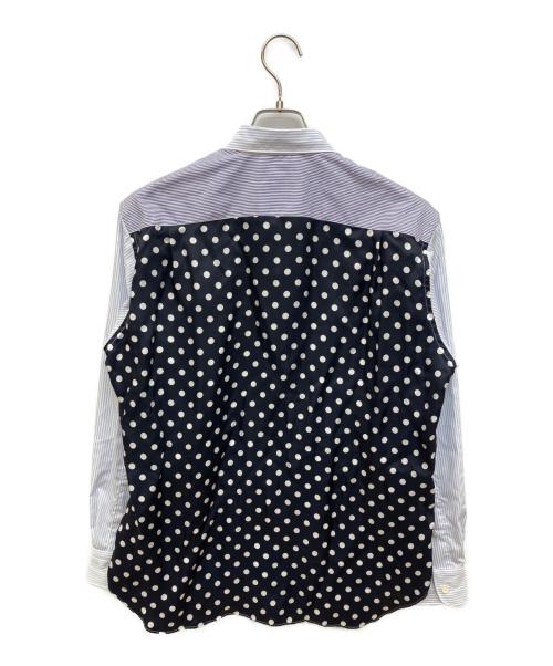 COMME des GARCONS HOMME（コムデギャルソン オム）COMME des GARCONS HOMME (コムデギャルソン オム) 綿ストライプ×キュプラツイル水玉プリント L/Sシャツ ブルー×ブラック サイズ:Ｓの古着・服飾アイテム