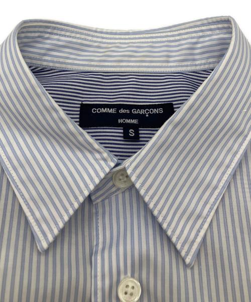 COMME des GARCONS HOMME（コムデギャルソン オム）COMME des GARCONS HOMME (コムデギャルソン オム) 綿ストライプ×キュプラツイル水玉プリント L/Sシャツ ブルー×ブラック サイズ:Ｓの古着・服飾アイテム