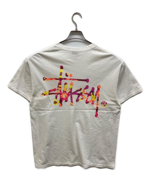 stussy（ステューシー）stussy (ステューシー) ハイビスカスプリントTシャツ ホワイト サイズ:Lの古着・服飾アイテム