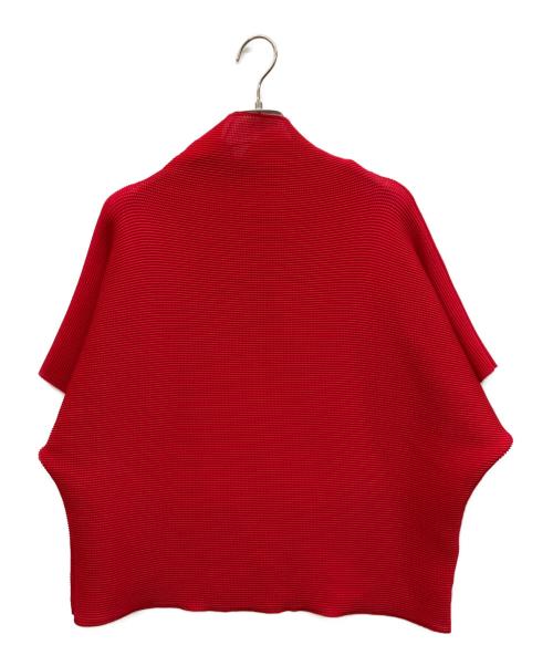 me ISSEY MIYAKE（ミーイッセイ ミヤケ）me ISSEY MIYAKE (ミーイッセイ ミヤケ) ハイネックストレッチプリーツカットソー レッド サイズ:FREEの古着・服飾アイテム