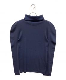 me ISSEY MIYAKE（ミーイッセイ ミヤケ）の古着「ハイネックストレッチカットソー」｜ネイビー