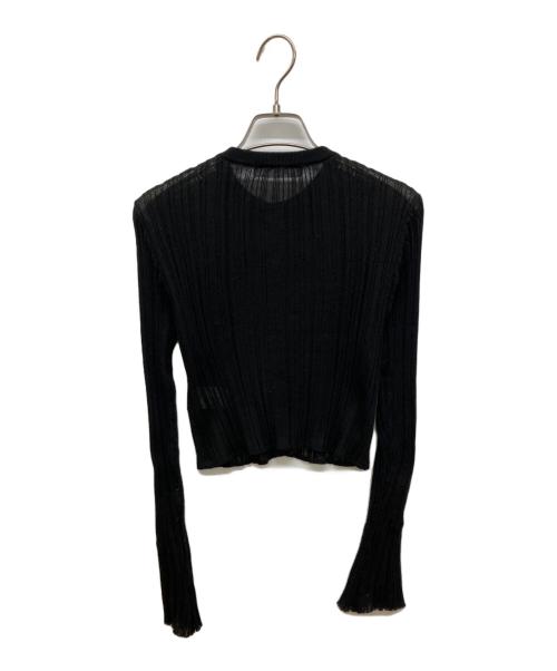 HER LIP TO（ハーリップトゥ）Her lip to (ハーリップトゥ) Random Ribbed Knit Cardigan ブラック サイズ:Mの古着・服飾アイテム