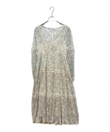 HER LIP TO（ハーリップトゥ）の古着「Monotone Floral Pleated Dress」｜アイボリー