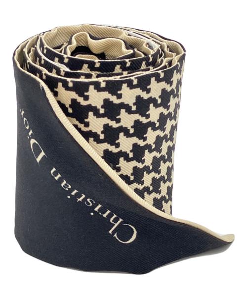Christian Dior（クリスチャン ディオール）Christian Dior (クリスチャン ディオール) ミッツァシルクスカーフ アイボリー×ブラックの古着・服飾アイテム