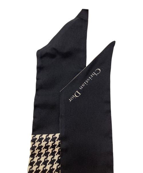 Christian Dior（クリスチャン ディオール）Christian Dior (クリスチャン ディオール) ミッツァシルクスカーフ アイボリー×ブラックの古着・服飾アイテム