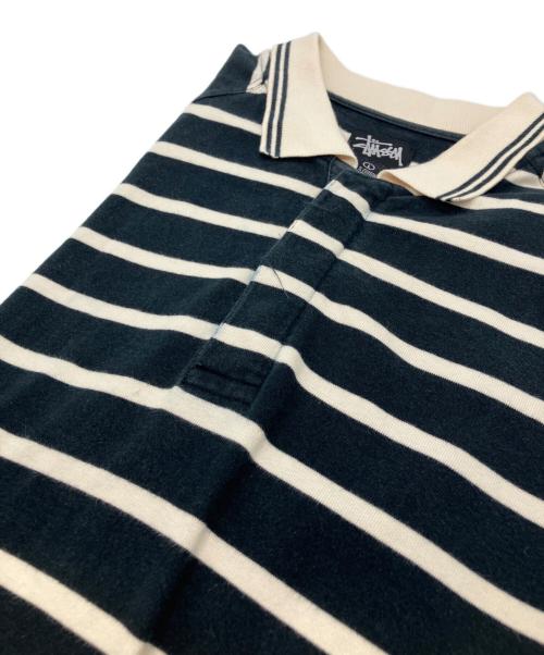 stussy（ステューシー）stussy (ステューシー) ボーダーポロシャツ ネイビー サイズ:Lの古着・服飾アイテム