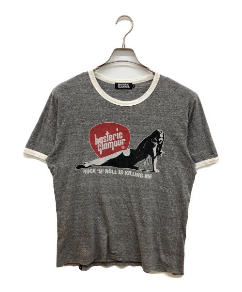 Hysteric Glamour（ヒステリックグラマー）Hysteric Glamour (ヒステリックグラマー) リンガーTシャツ グレー サイズ:Lの古着・服飾アイテム