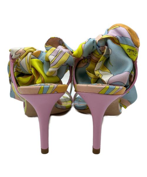 Emilio Pucci（エミリオ プッチ）Emilio Pucci (エミリオ プッチ) スカーフ装飾ヒールサンダル ピンク サイズ:37 1/2の古着・服飾アイテム