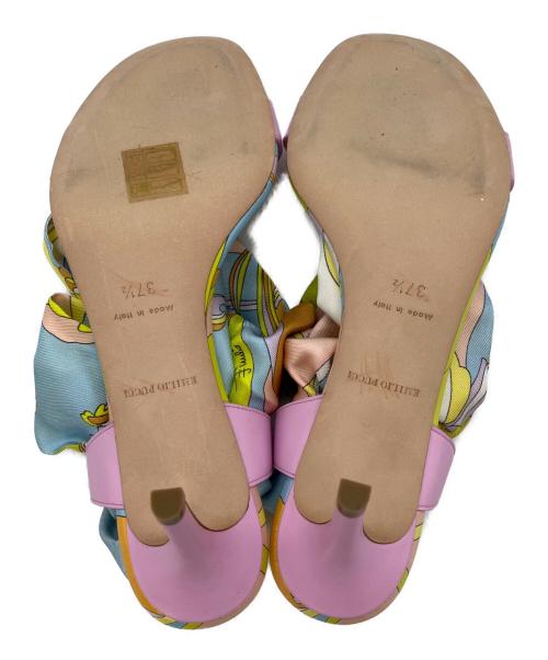 Emilio Pucci（エミリオ プッチ）Emilio Pucci (エミリオ プッチ) スカーフ装飾ヒールサンダル ピンク サイズ:37 1/2の古着・服飾アイテム