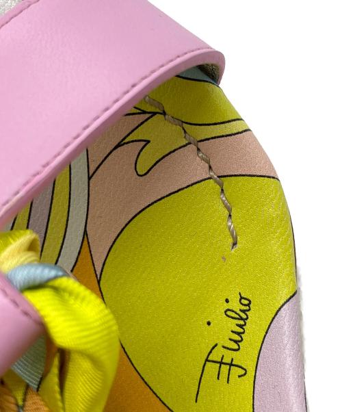 Emilio Pucci（エミリオ プッチ）Emilio Pucci (エミリオ プッチ) スカーフ装飾ヒールサンダル ピンク サイズ:37 1/2の古着・服飾アイテム