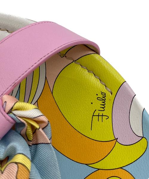 Emilio Pucci（エミリオ プッチ）Emilio Pucci (エミリオ プッチ) スカーフ装飾ヒールサンダル ピンク サイズ:37 1/2の古着・服飾アイテム