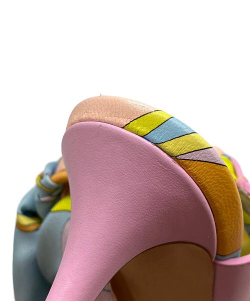 Emilio Pucci（エミリオ プッチ）Emilio Pucci (エミリオ プッチ) スカーフ装飾ヒールサンダル ピンク サイズ:37 1/2の古着・服飾アイテム