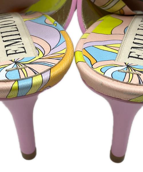 Emilio Pucci（エミリオ プッチ）Emilio Pucci (エミリオ プッチ) スカーフ装飾ヒールサンダル ピンク サイズ:37 1/2の古着・服飾アイテム
