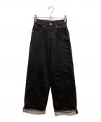 moussyマウジー）の古着「GLITTER DENIM WIDE STRAIGHT」｜ブラック