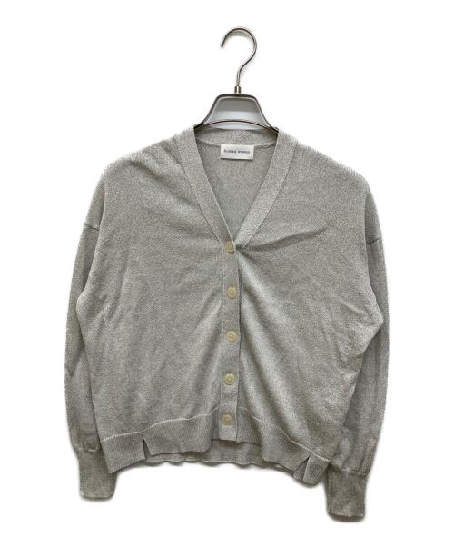 HUMAN WOMAN（ヒューマンウーマン）HUMAN WOMAN (ヒューマンウーマン) ペーパーヤーンVネックカーディガン ベージュ サイズ:Mの古着・服飾アイテム