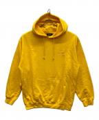 X-LARGEエクストララージ）の古着「EMBROIDERY SLANTED OG PULLOVER HOODED SWEAT」｜イエロー