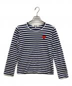 PLAY COMME des GARCONSプレイコムデギャルソン）の古着「ハートロゴボーダーカットソー」｜ブルー