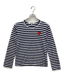 PLAY COMME des GARCONS（プレイコムデギャルソン）の古着「ハートロゴボーダーカットソー」｜ブルー