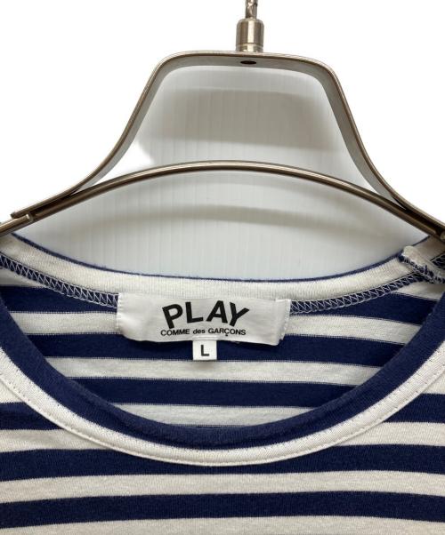 PLAY COMME des GARCONS（プレイコムデギャルソン）PLAY COMME des GARCONS (プレイコムデギャルソン) ハートロゴボーダーカットソー ブルー サイズ:Lの古着・服飾アイテム