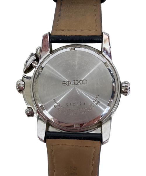 SEIKO（セイコー）SEIKO (セイコー) パイロット アラーム クロノグラフ　	クォーツ　レザーベルト　腕時計 ブラックの古着・服飾アイテム