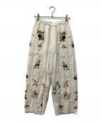 TODAYFULトゥデイフル）の古着「Embroidery Patchwork Trousers」｜ベージュ
