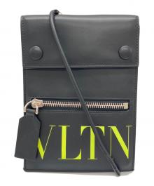 VALENTINO GARAVANI（ヴァレンティノ・ガラヴァーニ）の古着「VLTNロゴ レザーショルダーバッグ/ネックポーチ」｜ブラック