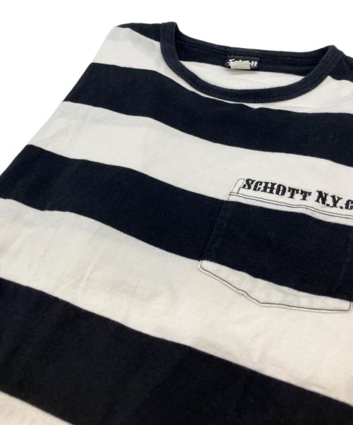 Schott（ショット）Schott (ショット) ボーダーカットソー ブラック サイズ:Lの古着・服飾アイテム