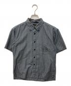 TENDERLOINテンダーロイン）の古着「ストライプワーク半袖シャツ」｜グレー