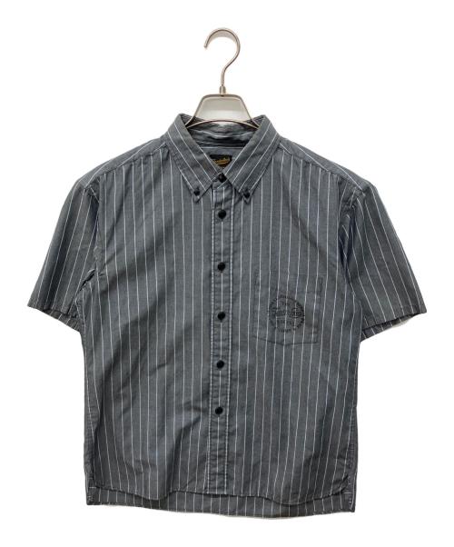 TENDERLOIN（テンダーロイン）TENDERLOIN (テンダーロイン) ストライプワーク半袖シャツ グレー サイズ:Mの古着・服飾アイテム