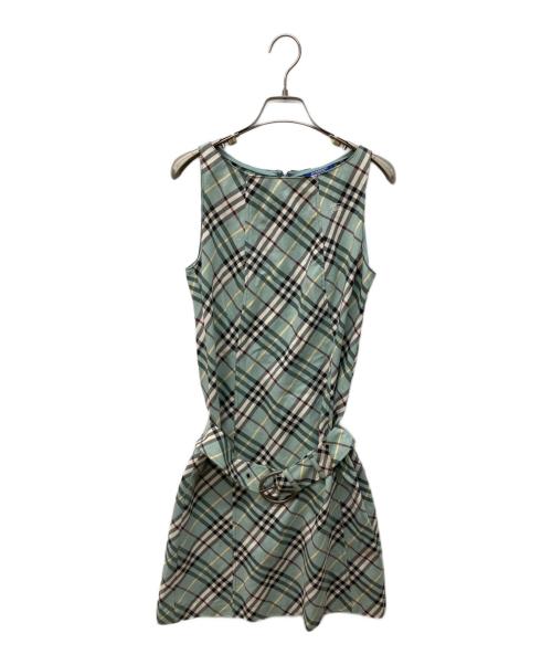BURBERRY BLUE LABEL（バーバリー ブルー レーベル）BURBERRY BLUE LABEL (バーバリー ブルー レーベル) ノバチェックノースリーブワンピース グリーン サイズ:38の古着・服飾アイテム