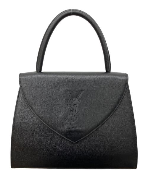 Yves Saint Laurent（イヴサンローラン）Yves Saint Laurent (イヴサンローラン) トップハンドル YSLロゴ レザ－ハンドバッグ ブラックの古着・服飾アイテム