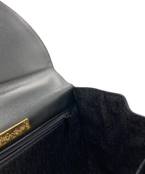 Yves Saint Laurent（イヴサンローラン）Yves Saint Laurent (イヴサンローラン) トップハンドル YSLロゴ レザ－ハンドバッグ ブラックの古着・服飾アイテム