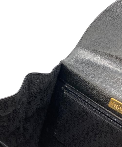 Yves Saint Laurent（イヴサンローラン）Yves Saint Laurent (イヴサンローラン) トップハンドル YSLロゴ レザ－ハンドバッグ ブラックの古着・服飾アイテム