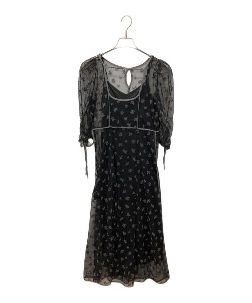 Snidel（スナイデル）Snidel (スナイデル) Sustainable フロッキープリントドレス ブラック サイズ:1の古着・服飾アイテム