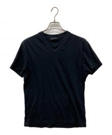 PRADA（プラダ）の古着「Vネック半袖カットソー　Tシャツ」｜ブラック