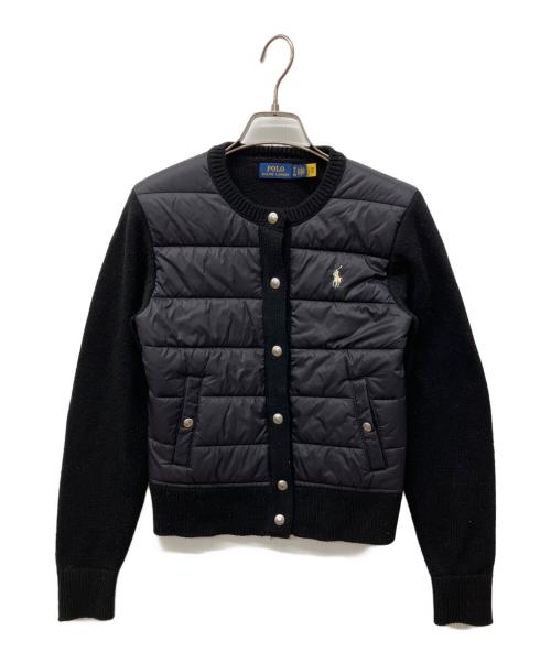 POLO RALPH LAUREN（ポロ・ラルフローレン）POLO RALPH LAUREN (ポロ・ラルフローレン) ニット切り替え中綿ジャケット ブラック サイズ:XSの古着・服飾アイテム