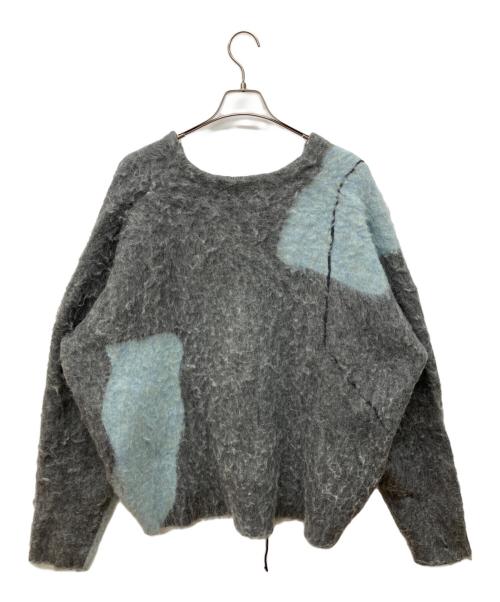 Knuth Marf（クヌースマーフ）Knuth Marf (クヌースマーフ) accent mohair cardigan グレー×ブルー サイズ:FREEの古着・服飾アイテム