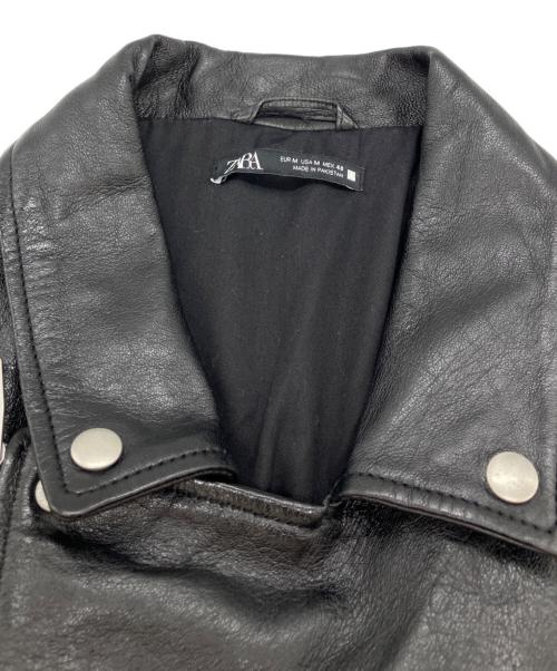ZARA（ザラ）ZARA (ザラ) ラムレザーダブルライダースジャケット ブラック サイズ:Mの古着・服飾アイテム