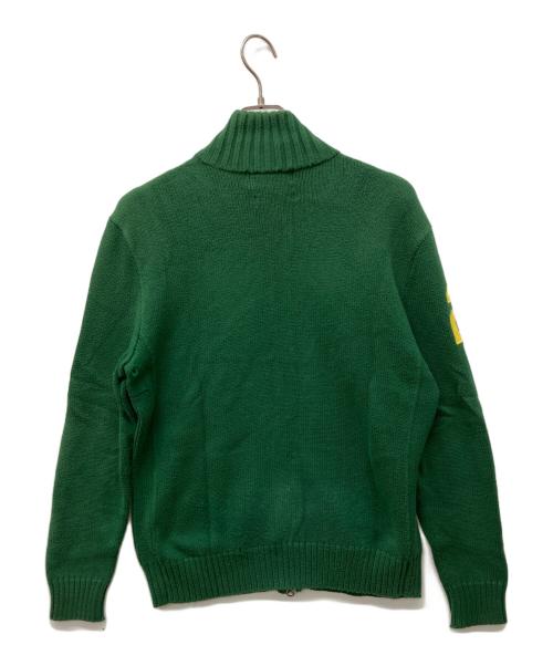POLO RALPH LAUREN（ポロ・ラルフローレン）POLO RALPH LAUREN (ポロ・ラルフローレン) ビックポニー LONDON刺繍ジップアップニット グリーン サイズ:Mの古着・服飾アイテム
