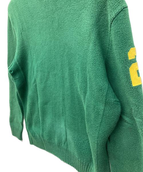 POLO RALPH LAUREN（ポロ・ラルフローレン）POLO RALPH LAUREN (ポロ・ラルフローレン) ビックポニー LONDON刺繍ジップアップニット グリーン サイズ:Mの古着・服飾アイテム