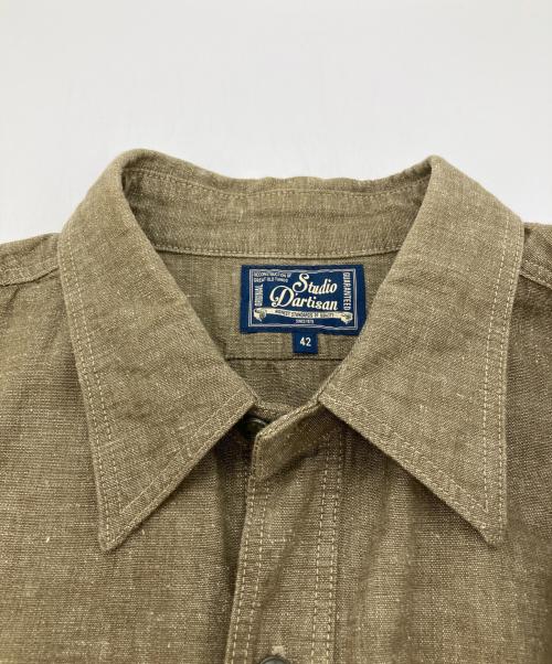 STUDIO D'ARTISAN（ステュディオダルチザン）STUDIO D'ARTISAN (ステュディオダルチザン) 半袖シャンブレーシャツ オリーブ サイズ:42の古着・服飾アイテム