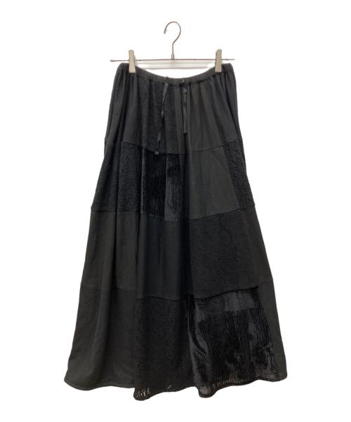 BEARDSLEY（ビアズリー）BEARDSLEY (ビアズリー) パッチワークスカート ブラック サイズ:FREEの古着・服飾アイテム