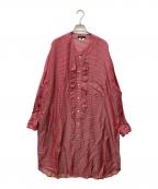 COMME des GARCONS HOMME PLUSコムデギャルソンオムプリュス）の古着「チェックロングフリルシャツ」｜レッド