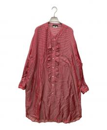 COMME des GARCONS HOMME PLUS（コムデギャルソンオムプリュス）の古着「チェックロングフリルシャツ」｜レッド