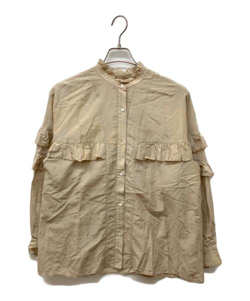 Spick and Span（スピック＆スパン）Spick and Span (スピック＆スパン) コットンシルクティアードフリルスリーブブラウス ベージュ サイズ:Freeの古着・服飾アイテム